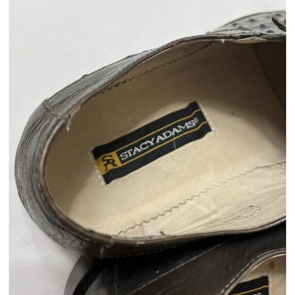 Stacy Adams Reptile Embossed Black Leather Square Toe Slip ON Shoe 10.5M Comfort - Picture 6 of 8